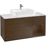 Tvättställsskåp Villeroy & Boch Finion med 3 Lådor Hylla och Bänkskiva för Centrerat Tvättställ