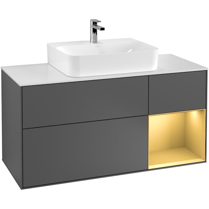 Tvättställsskåp Villeroy & Boch Finion med 3 Lådor Hylla och Bänkskiva för Centrerat Tvättställ
