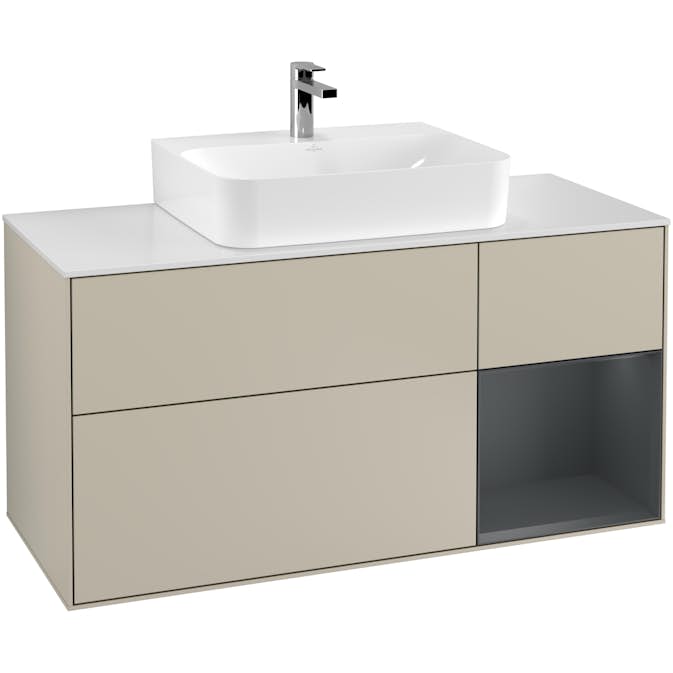 Tvättställsskåp Villeroy & Boch Finion med 3 Lådor Hylla och Bänkskiva för Centrerat Tvättställ