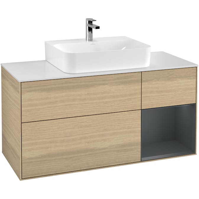 Tvättställsskåp Villeroy & Boch Finion med 3 Lådor Hylla och Bänkskiva för Centrerat Tvättställ