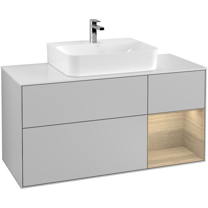 Tvättställsskåp Villeroy & Boch Finion med 3 Lådor Hylla och Bänkskiva för Centrerat Tvättställ