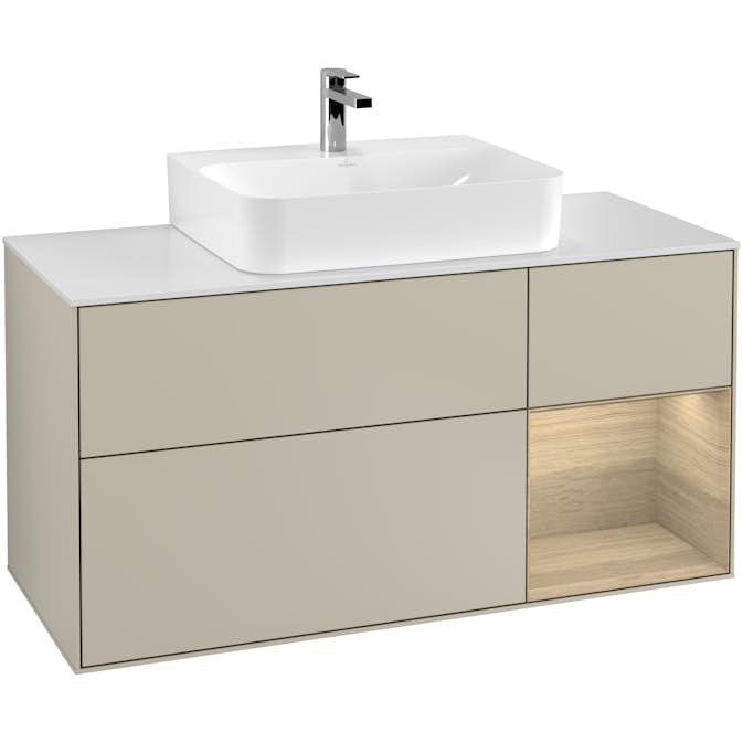 Tvättställsskåp Villeroy & Boch Finion med 3 Lådor Hylla och Bänkskiva för Centrerat Tvättställ
