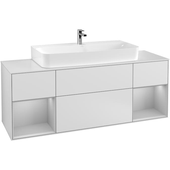 Tvättställsskåp Villeroy & Boch Finion med Två Hyllor och Bänkskiva för Centrerat Tvättställ