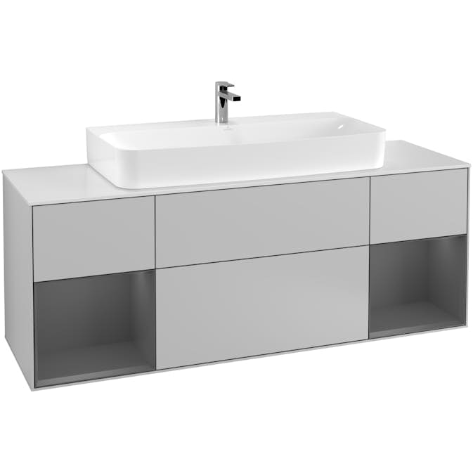 Tvättställsskåp Villeroy & Boch Finion med Två Hyllor och Bänkskiva för Centrerat Tvättställ