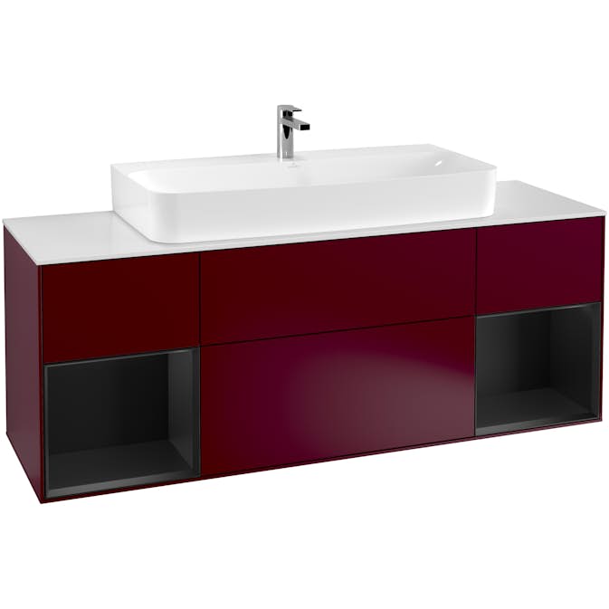 Tvättställsskåp Villeroy & Boch Finion med Två Hyllor och Bänkskiva för Centrerat Tvättställ