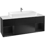 Tvättställsskåp Villeroy & Boch Finion med Två Hyllor och Bänkskiva för Centrerat Tvättställ