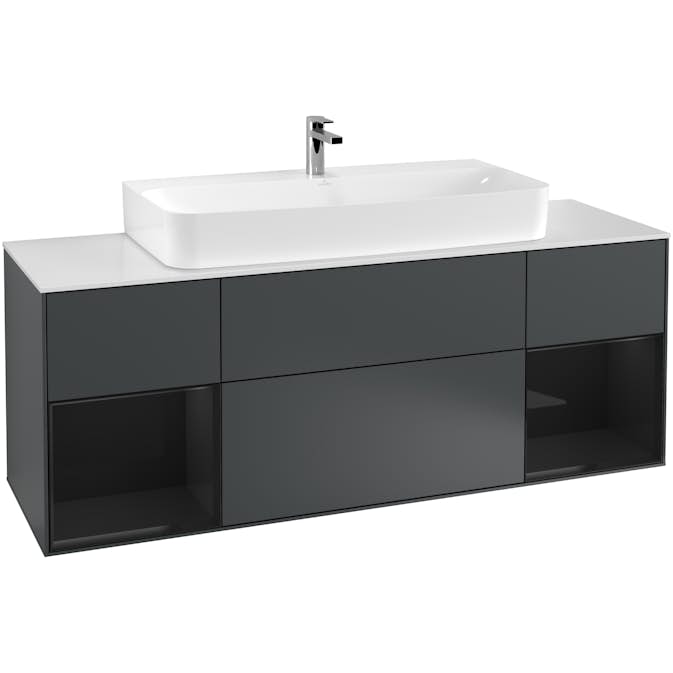 Tvättställsskåp Villeroy & Boch Finion med Två Hyllor och Bänkskiva för Centrerat Tvättställ
