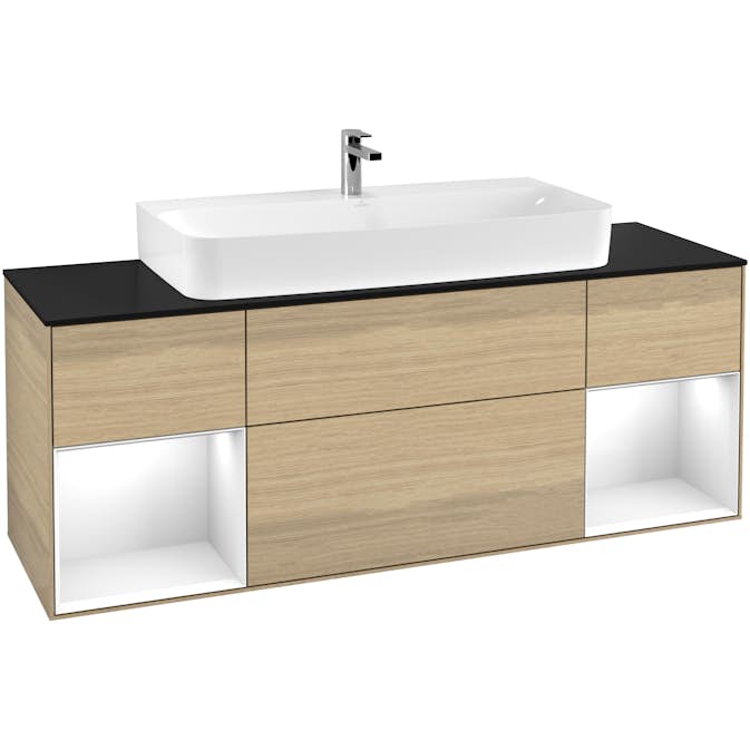 Tvättställsskåp Villeroy & Boch Finion med Två Hyllor och Bänkskiva för Centrerat Tvättställ