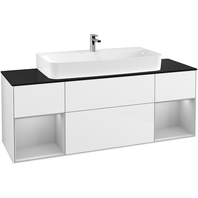 Tvättställsskåp Villeroy & Boch Finion med Två Hyllor och Bänkskiva för Centrerat Tvättställ