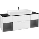 Tvättställsskåp Villeroy & Boch Finion med Två Hyllor och Bänkskiva för Centrerat Tvättställ