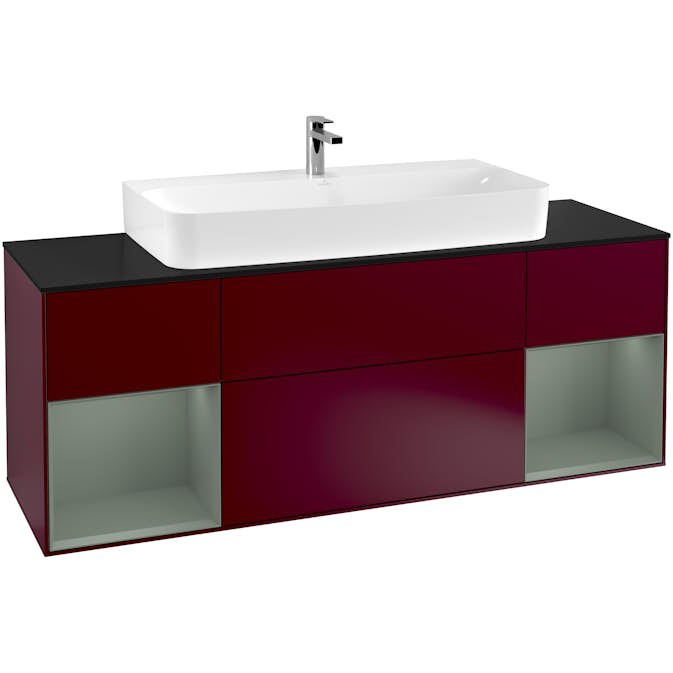 Tvättställsskåp Villeroy & Boch Finion med Två Hyllor och Bänkskiva för Centrerat Tvättställ