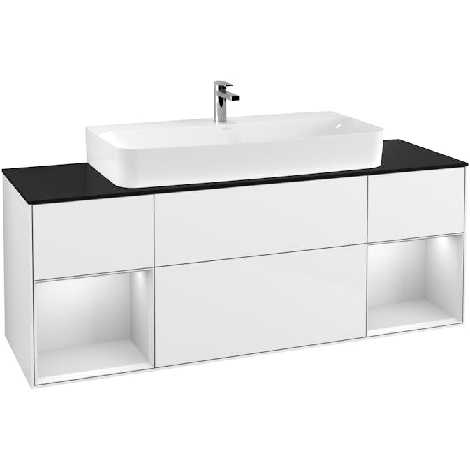 Tvättställsskåp Villeroy & Boch Finion med Två Hyllor och Bänkskiva för Centrerat Tvättställ