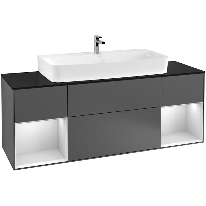 Tvättställsskåp Villeroy & Boch Finion med Två Hyllor och Bänkskiva för Centrerat Tvättställ