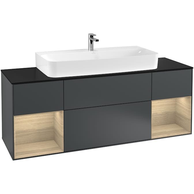 Tvättställsskåp Villeroy & Boch Finion med Två Hyllor och Bänkskiva för Centrerat Tvättställ