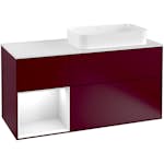 Tvättställsskåp Villeroy & Boch Finion med 3 Lådor Hylla och Bänkskiva för Ocentrerat Fristående Tvättställ