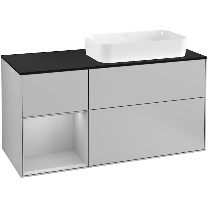 Tvättställsskåp Villeroy & Boch Finion med 3 Lådor Hylla och Bänkskiva för Ocentrerat Fristående Tvättställ