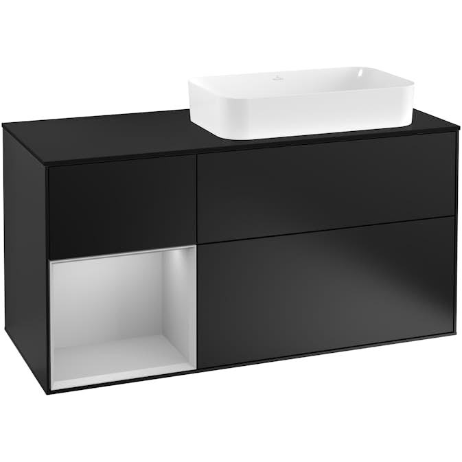 Tvättställsskåp Villeroy & Boch Finion med 3 Lådor Hylla och Bänkskiva för Ocentrerat Fristående Tvättställ
