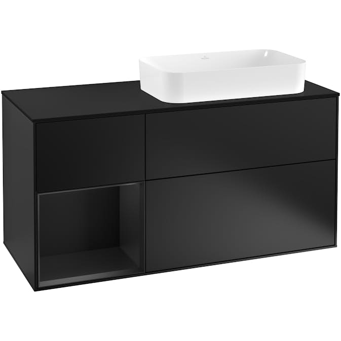 Tvättställsskåp Villeroy & Boch Finion med 3 Lådor Hylla och Bänkskiva för Ocentrerat Fristående Tvättställ