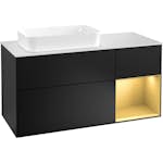 Tvättställsskåp Villeroy & Boch Finion med 3 Lådor Hylla och Bänkskiva för Ocentrerat Fristående Tvättställ