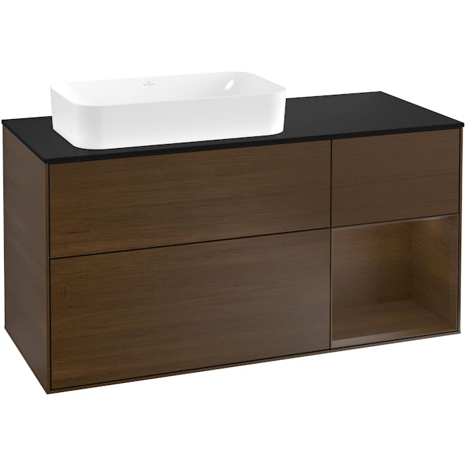 Tvättställsskåp Villeroy & Boch Finion med 3 Lådor Hylla och Bänkskiva för Ocentrerat Fristående Tvättställ