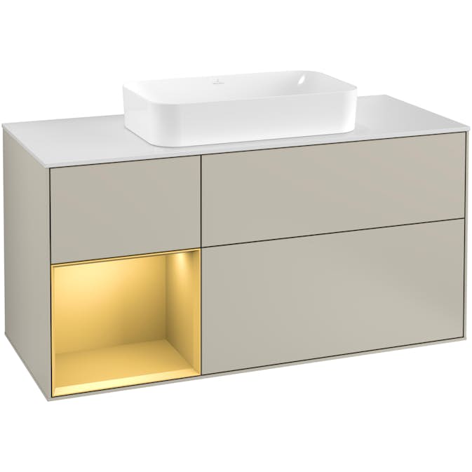 Tvättställsskåp Villeroy & Boch Finion med 3 Lådor Hylla och Bänkskiva för Fristående Tvättställ