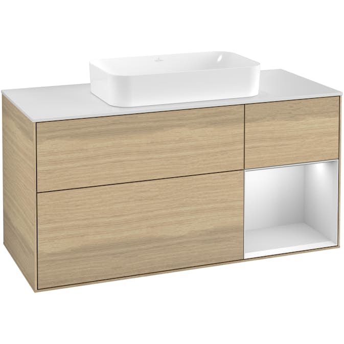 Tvättställsskåp Villeroy & Boch Finion med 3 Lådor Hylla och Bänkskiva för Fristående Tvättställ