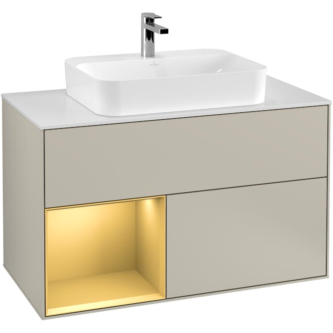 Tvättställsskåp Villeroy & Boch Finion med 2 Lådor Hylla och Bänkskiva för Ytmonterat Tvättställ