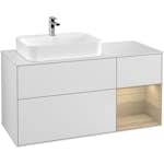 Tvättställsskåp Villeroy & Boch Finion med 3 Lådor Hylla och Bänkskiva för Ocentrerat Ytmonterat Tvättställ