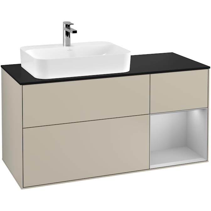 Tvättställsskåp Villeroy & Boch Finion med 3 Lådor Hylla och Bänkskiva för Ocentrerat Ytmonterat Tvättställ