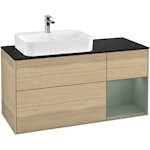 Tvättställsskåp Villeroy & Boch Finion med 3 Lådor Hylla och Bänkskiva för Ocentrerat Ytmonterat Tvättställ