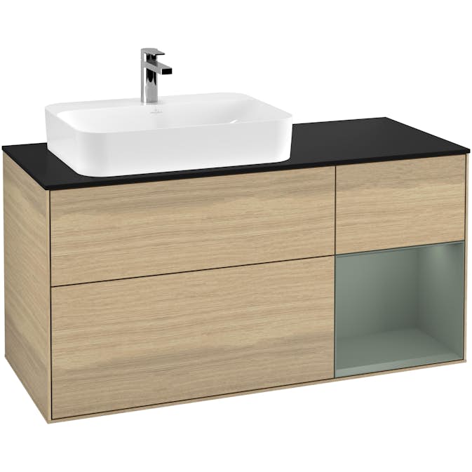 Tvättställsskåp Villeroy & Boch Finion med 3 Lådor Hylla och Bänkskiva för Ocentrerat Ytmonterat Tvättställ