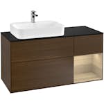 Tvättställsskåp Villeroy & Boch Finion med 3 Lådor Hylla och Bänkskiva för Ocentrerat Ytmonterat Tvättställ
