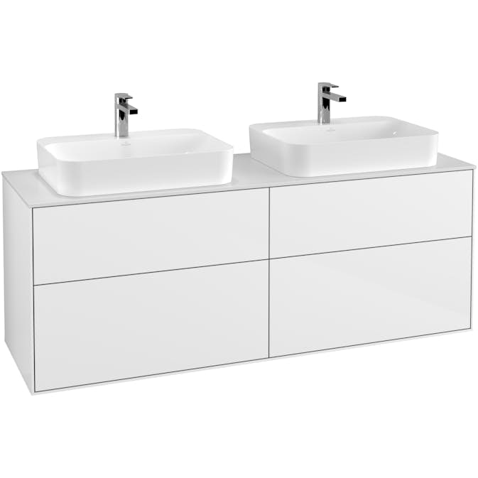 Tvättställsskåp Villeroy & Boch Finion med 4 Lådor och Bänkskiva för Två Ytmonterade Tvättställ