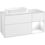 Tvättställsskåp Villeroy & Boch Finion med 3 Lådor Hylla och Bänkskiva för Ocentrerat Fristående Tvättställ