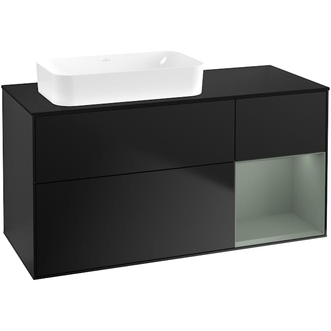 Tvättställsskåp Villeroy & Boch Finion med 3 Lådor Hylla och Bänkskiva för Ocentrerat Fristående Tvättställ