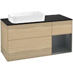 Tvättställsskåp Villeroy & Boch Finion med 3 Lådor Hylla och Bänkskiva för Ocentrerat Fristående Tvättställ