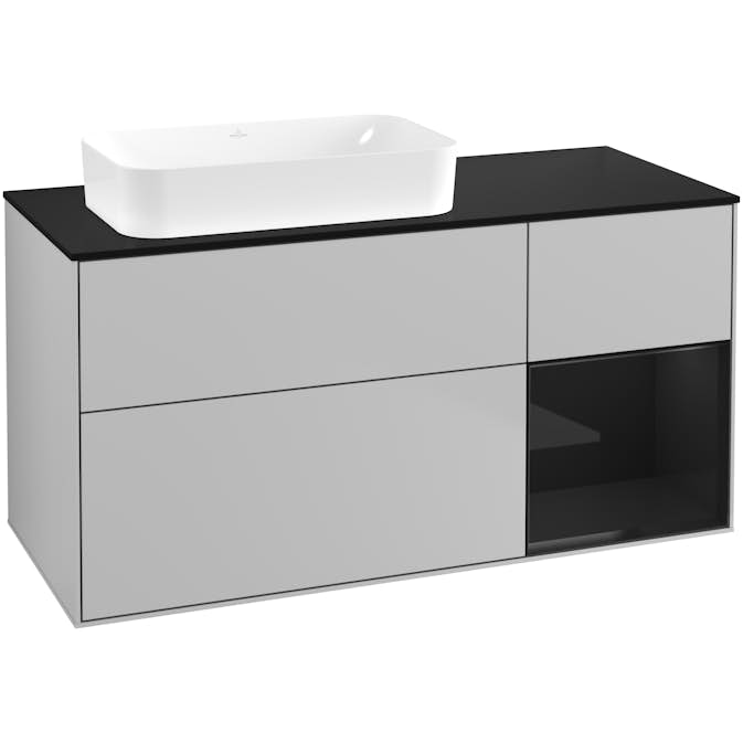 Tvättställsskåp Villeroy & Boch Finion med 3 Lådor Hylla och Bänkskiva för Ocentrerat Fristående Tvättställ