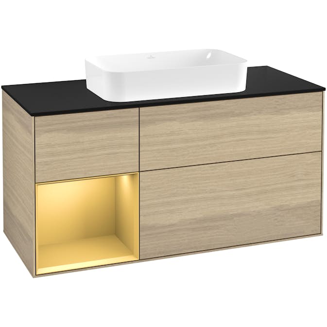 Tvättställsskåp Villeroy & Boch Finion med 3 Lådor Hylla och Bänkskiva för Fristående Tvättställ