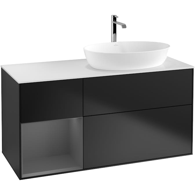 Tvättställsskåp Villeroy & Boch Finion med 3 Lådor Hylla och Bänkskiva för Ocentrerat Tvättställ från Artis & Collaro