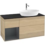 Tvättställsskåp Villeroy & Boch Finion med 3 Lådor Hylla och Bänkskiva för Ocentrerat Tvättställ från Artis & Collaro