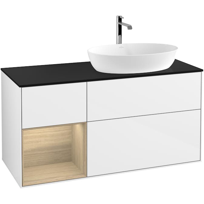 Tvättställsskåp Villeroy & Boch Finion med 3 Lådor Hylla och Bänkskiva för Ocentrerat Tvättställ från Artis & Collaro