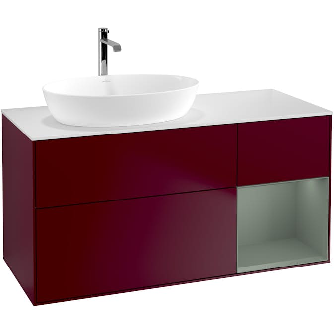 Tvättställsskåp Villeroy & Boch Finion med 3 Lådor Hylla och Bänkskiva för Ocentrerat Tvättställ från Artis & Collaro