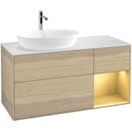 Tvättställsskåp Villeroy & Boch Finion med 3 Lådor Hylla och Bänkskiva för Ocentrerat Tvättställ från Artis & Collaro