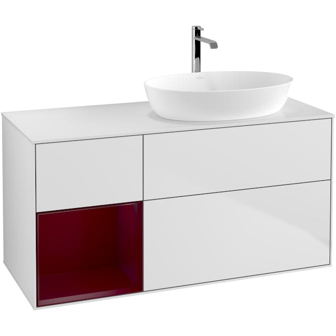 Tvättställsskåp Villeroy & Boch Finion med 3 Lådor Hylla och Bänkskiva för Ocentrerat Tvättställ från Artis & Collaro