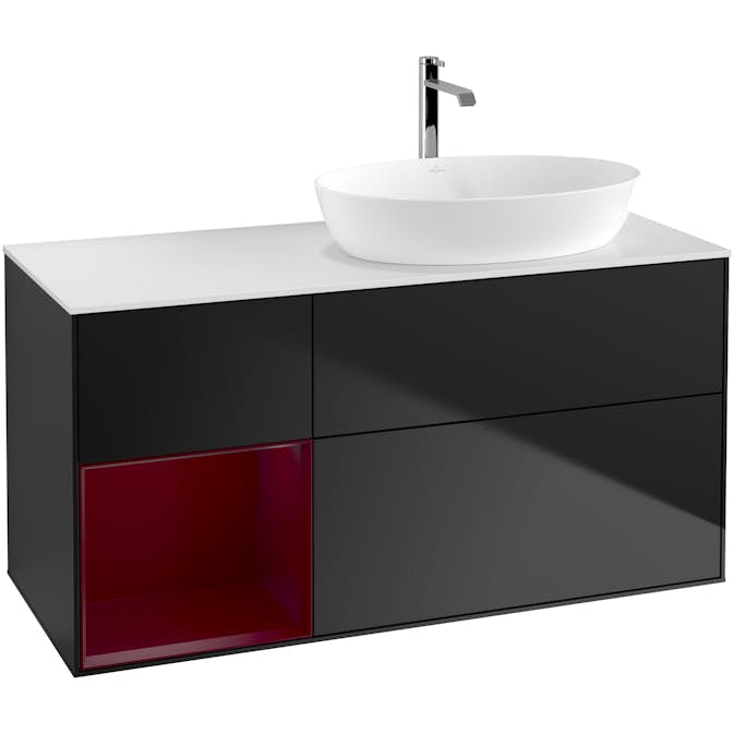 Tvättställsskåp Villeroy & Boch Finion med 3 Lådor Hylla och Bänkskiva för Ocentrerat Tvättställ från Artis & Collaro