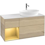 Tvättställsskåp Villeroy & Boch Finion med 3 Lådor Hylla och Bänkskiva för Ocentrerat Tvättställ från Artis & Collaro