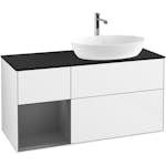 Tvättställsskåp Villeroy & Boch Finion med 3 Lådor Hylla och Bänkskiva för Ocentrerat Tvättställ från Artis & Collaro