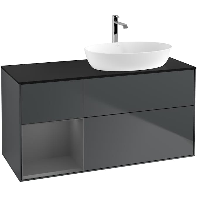 Tvättställsskåp Villeroy & Boch Finion med 3 Lådor Hylla och Bänkskiva för Ocentrerat Tvättställ från Artis & Collaro