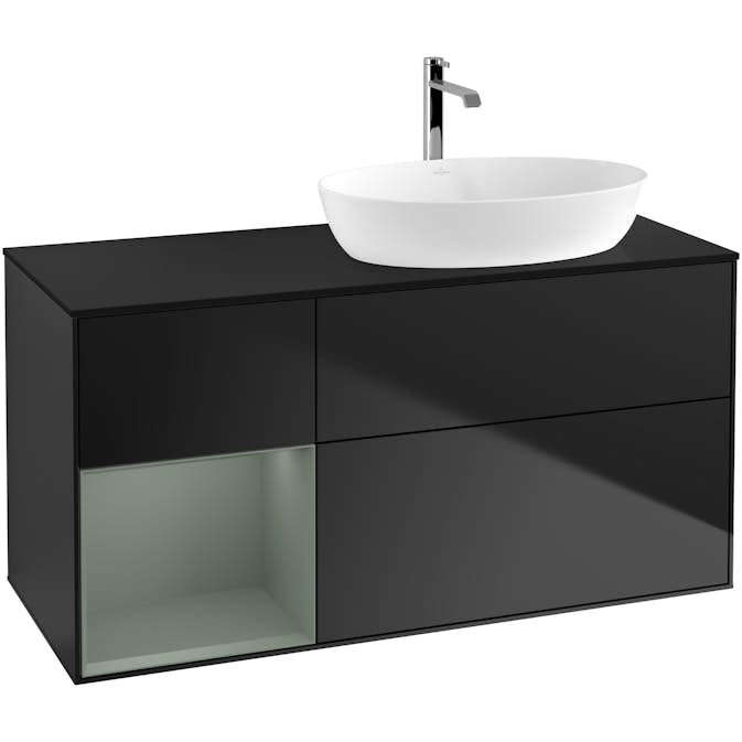 Tvättställsskåp Villeroy & Boch Finion med 3 Lådor Hylla och Bänkskiva för Ocentrerat Tvättställ från Artis & Collaro