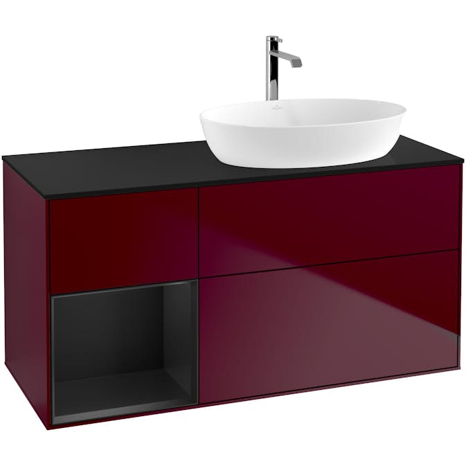 Tvättställsskåp Villeroy & Boch Finion med 3 Lådor Hylla och Bänkskiva för Ocentrerat Tvättställ från Artis & Collaro